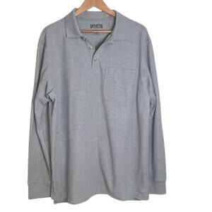 Duluth Trading Co Men's L Polo Shirt Cotton Coal Gray Relaxed Fit Long Sleeve